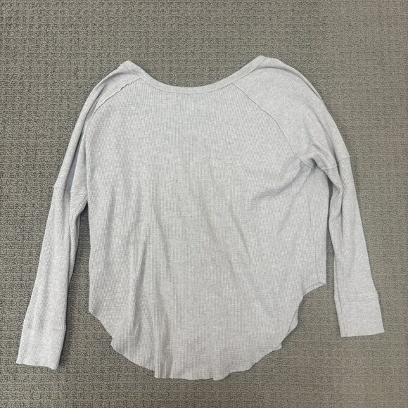 TNA Aritzia Shirt Small Cotton Blend Waffle Knit Scoop Neck Curved Hem Basic - Picture 2 of 10